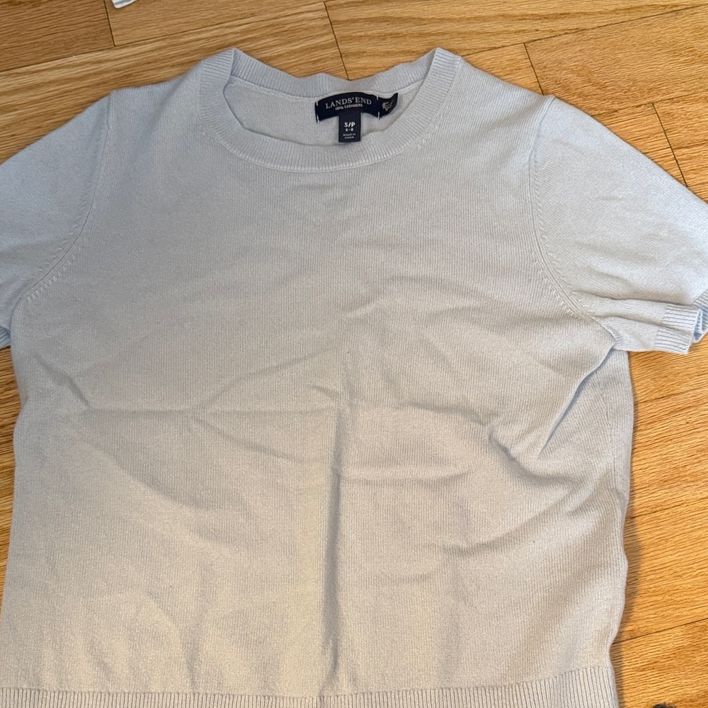 Lands End Sky Blue 100% Cashmere Sweater